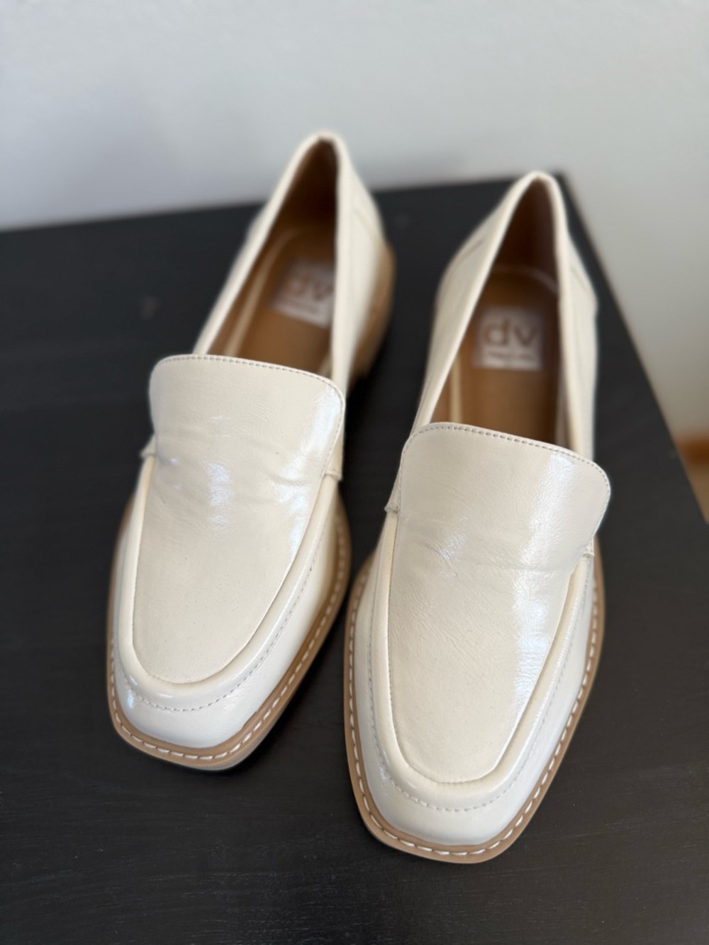 Dolce Vita Fran Loafers Cream Square Toe Slip On Flats Womens 5.5 NWOT - Picture 4 of 9